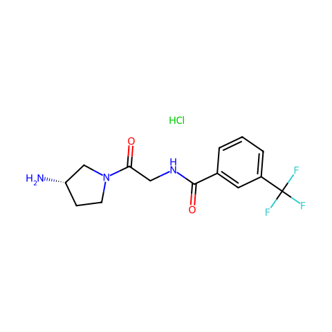 Benzamide, N-[2-[(3S)-3-amino-1-pyrrolidinyl]-2-oxoethyl]-3-(trifluoromethyl)-, hydrochloride (1:1)结构图