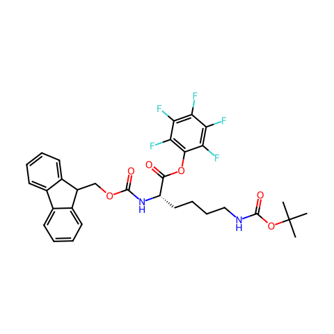 N-芴甲氧羰基-N'-叔丁氧羰基-L-赖氨酸五氟苯酯结构图