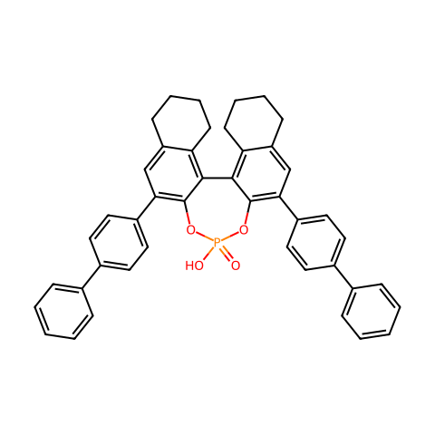 (R)-3,3'-双(4-苯基苯基)-5,5',6,6',7,7',8,8'-八氢-1,1'-联萘酚磷酸酯结构图