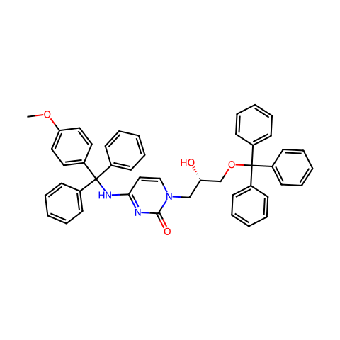 2(1H)-Pyrimidinone, 1-[(2S)-2-hydroxy-3-(triphenylmethoxy)propyl]-4-[[(4-methoxyphenyl)diphenylmethyl]amino]-结构图