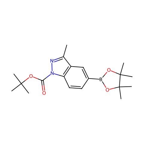 1-N-BOC-3-甲基吲唑-5-硼酸频那醇酯结构图