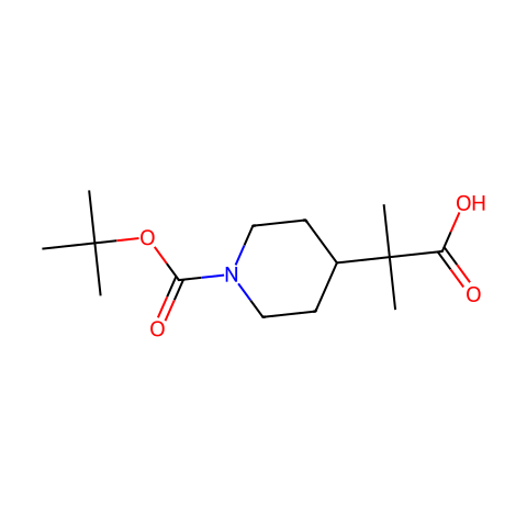 2-(1-(tert-butoxycarbonyl)piperidin-4-yl)-2-methylpropanoic acid结构图