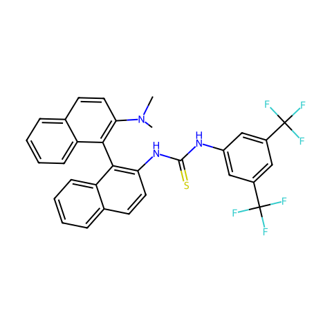 N-[3,5-双(三氟甲基)苯基]-N'-[(R)-2'-(二甲基氨基)[1,1'-联萘]-2-基]硫脲结构图