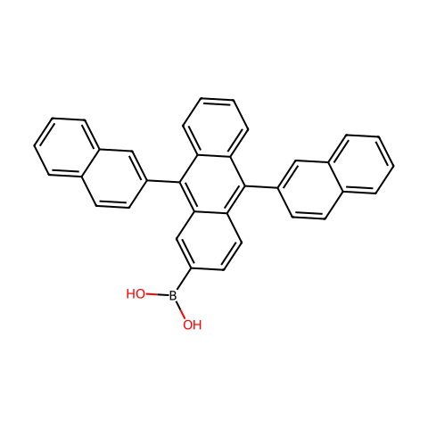 9,10-双(2-萘基)蒽-2-硼酸（含有数量不等的酸酐）结构图