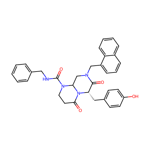 (6S)-N-Benzyl-6-(4-hydroxybenzyl)-8-(naphthalen-1-ylmethyl)-4,7-dioxohexahydro-2H-pyrazino[1,2-a]pyrimidine-1(6H)-carboxamide结构图