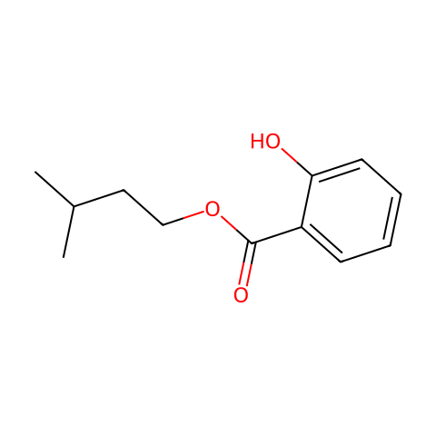 水杨酸异戊酯（含有异构体水杨酸2-甲基丁酯）结构图