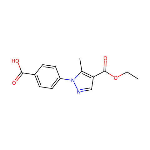 4-(4-(乙氧基羰基)-5-甲基-1H-吡唑-1-基)苯甲酸结构图