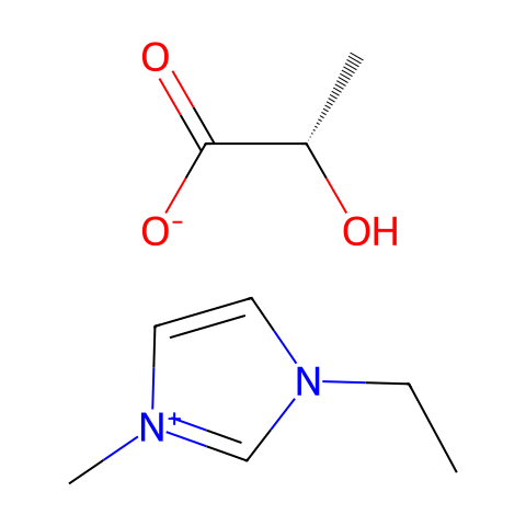 1-乙基-3-甲基咪唑 L-(+)-乳酸盐结构图