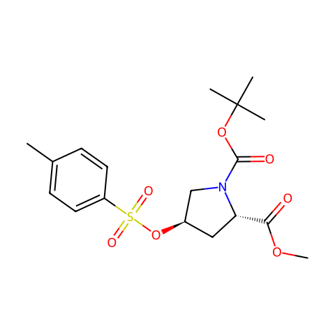 N-叔丁氧羰基-反-4-对甲苯磺酰氧基-L-脯氨酸甲酯结构图