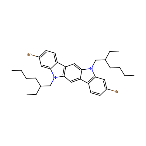 3,9-DibroMo-5,11-bis(2-ethylhexyl)-5,11-dihydroindolo[3,2-b]carbazole结构图