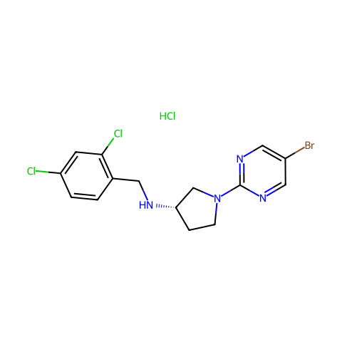 (3S)-N-(2,4-二氯苄基)-1-(5-溴嘧啶-2-基)吡咯烷基-3-胺盐酸盐结构图