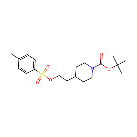 1-BOC-4-[2-(甲苯-4-磺酰氧基)-乙基]-哌啶结构图