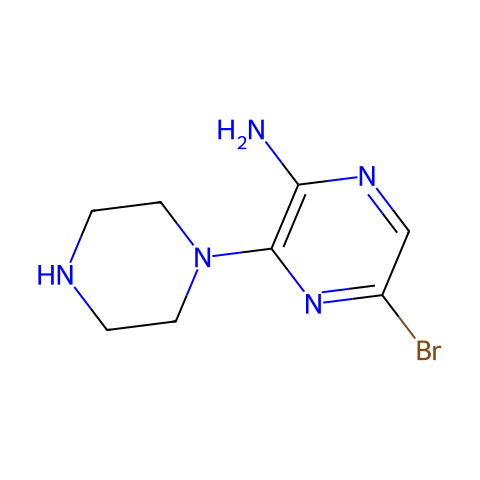 2-氨基-5-溴-3-哌嗪基吡嗪结构图