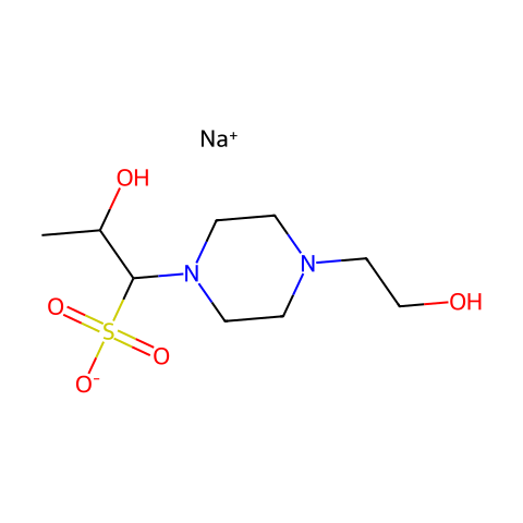 N-(2-羟乙基)哌嗪-N-2-羟基丙磺酸钠盐结构图