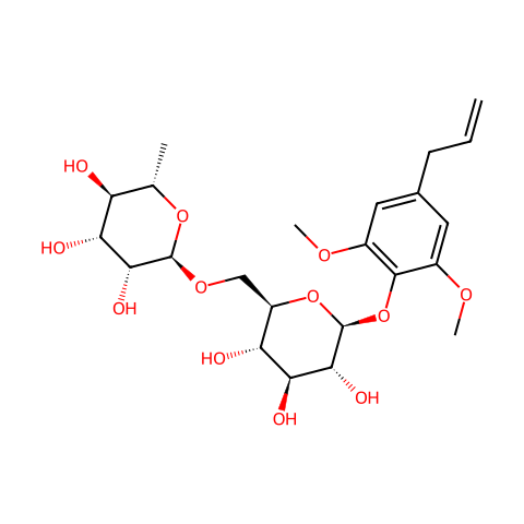 甲氧基丁香酚-4-O-鼠李糖-(1→2)-葡萄糖苷结构图