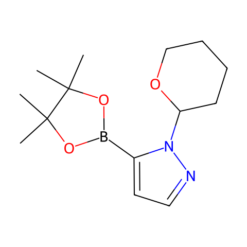 1-(2-四氢吡喃基)-1H-吡唑-5-硼酸频哪酯结构图