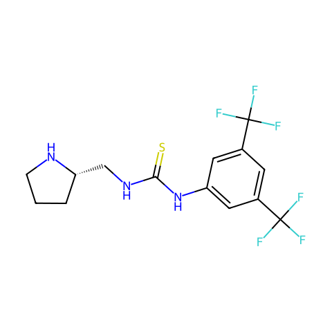 N-[3,5-双(三氟甲基)苯基]-N'-[(2S)-2-吡咯烷甲基]硫脲结构图