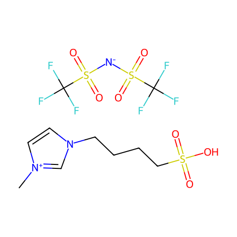 1-甲基-3-(4-磺丁基)咪唑鎓双(三氟甲磺酰基)亚胺结构图