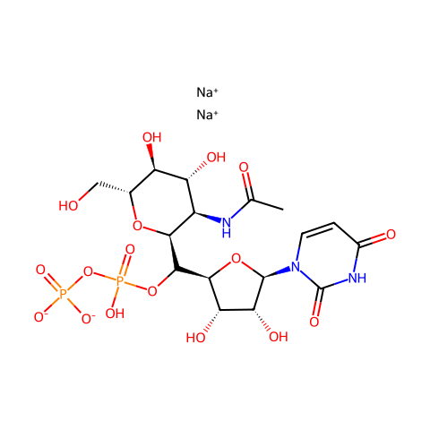 尿苷-5′-二磷酸-N-乙酰基-葡糖胺钠盐结构图