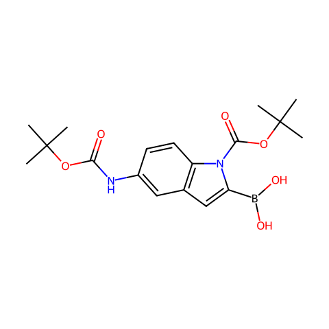 1H-Indole-1-carboxylic acid, 2-borono-5-[[(1,1-dimethylethoxy)carbonyl]amino]-, 1-(1,1-dimethylethyl) ester结构图