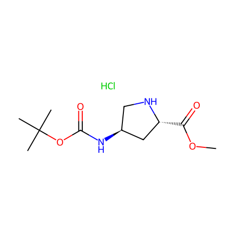 (2S,4R)-4-叔丁氧羰基氨基吡咯烷-2-羧酸甲酯盐酸盐结构图