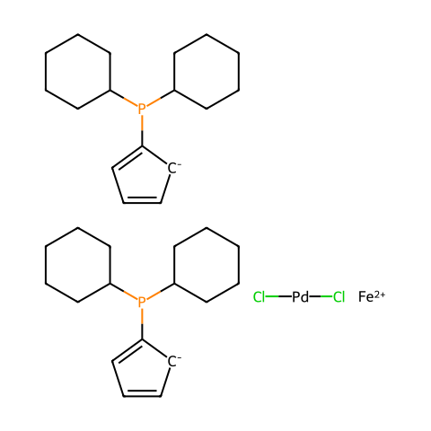1,1′-双(二-环己基膦基)二茂铁二氯化钯结构图