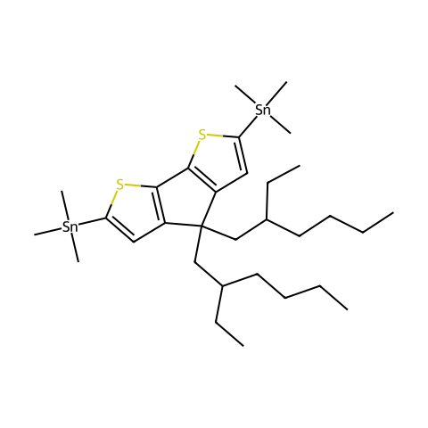 (4，4-双(2-乙基己基)-4H-环戊并[1，2-b:5，4-b']二噻吩-2，6-二基)双(三甲基锡烷)结构图