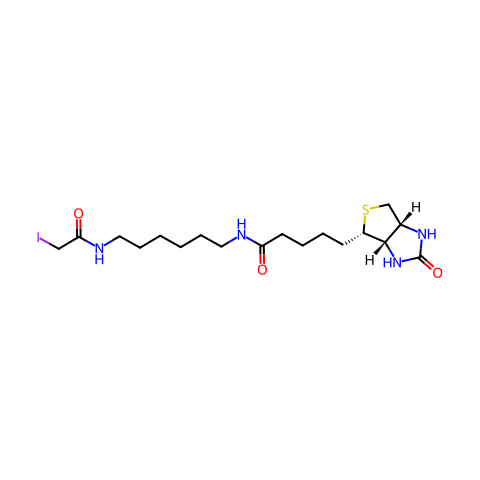 N-碘代乙酰基-N'-生物素基-1,6-己二胺结构图