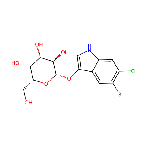 5-溴-6氯-3-吲哚-β-D-半乳糖苷结构图