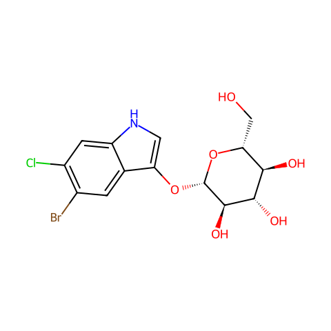 5-溴-6-氯-3-吲哚-β-D-吡喃葡萄糖苷结构图