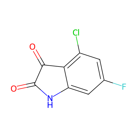 4-氯-6-氟吲哚啉-2,3-二酮结构图