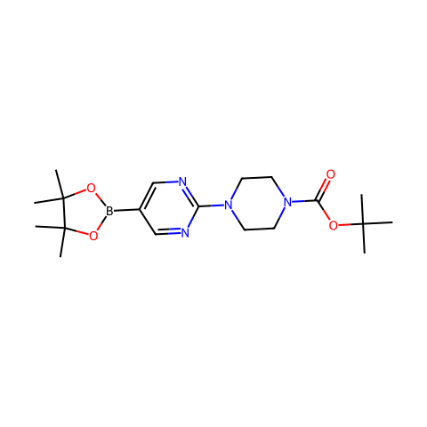 2-[4-(N-BOC)哌嗪-1-基]嘧啶-5-硼酸频哪醇酯结构图