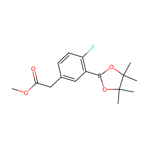 2-FLUORO-5-(METHOXYCARBONYLMETHYL)PHENYLBORONIC ACID, PINACOL ESTER结构图