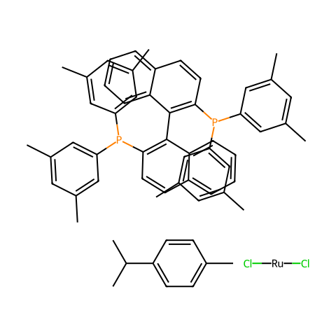 [(S)-(-)-2,2'-双[二(3,5-二甲基苯基)膦]-1,1'-联萘基](对伞花烃)二氯化钌结构图