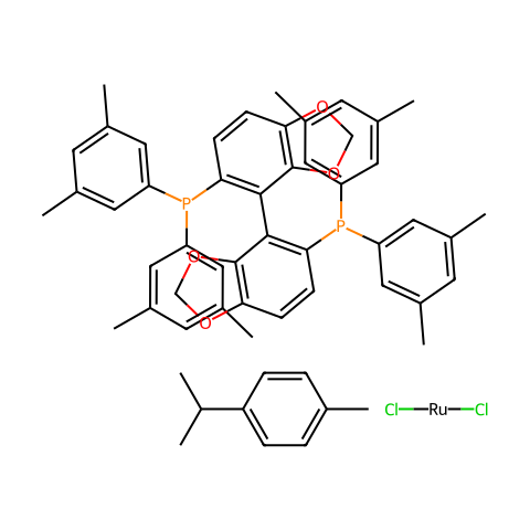 (R)-RUCL[(P-异丙基甲苯)(DM-SEGPHOS)]CL结构图