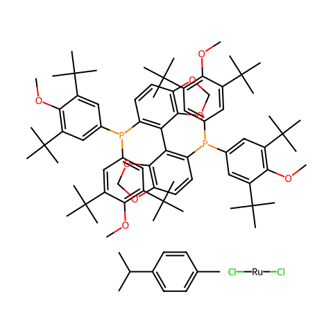 (R)-RUCL[(P-异丙基甲苯)(DTBM-SEGPHOS)]CL结构图