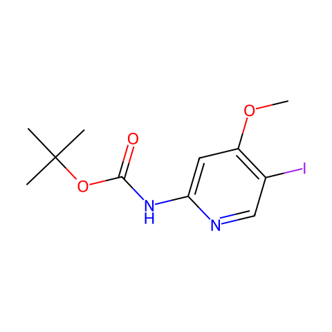 5-碘-4-甲氧基吡啶-2-甲酸叔丁酯结构图