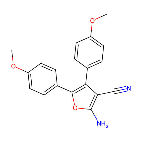2-氨基-4,5-双(4-甲氧基苯基)呋喃-3-腈结构图