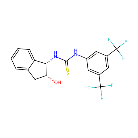 N-[3,5-双(三氟甲基)苯基]-N'-[(1S,2R)-2,3-二氢-2-羟基-1H-茚-1-基]硫脲结构图