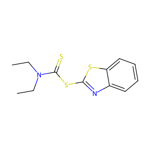 二乙基二硫代氨基甲酸-2-苯并噻唑酯结构图