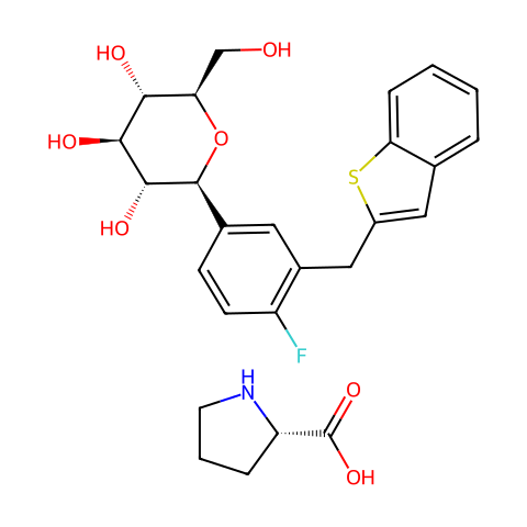 伊格列净L-脯氨酸盐结构图
