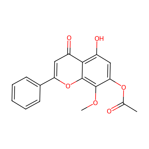 5-羟基-7-乙酰氧基-8-甲氧基黄酮结构图