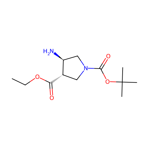 (3S,4R)-4-氨基-1,3-吡咯烷二甲酸 1-叔丁基 3-乙基酯结构图