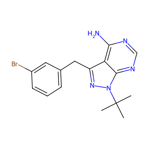 4-Amino-1-tert-butyl-3-(3-bromobenzyl)pyrazolo[3,4-d]pyrimidine结构图