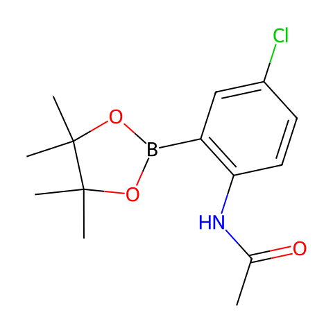 N-[4-氯-2-(4,4,5,5-四甲基-1,3,2-二氧杂环戊硼烷-2-基)苯基]乙酰胺结构图