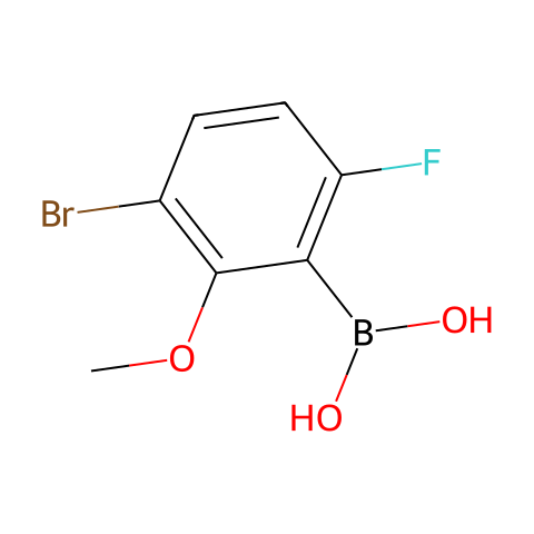 3-溴-6-氟-2-甲氧基苯基硼酸（含有数量不等的酸酐）结构图