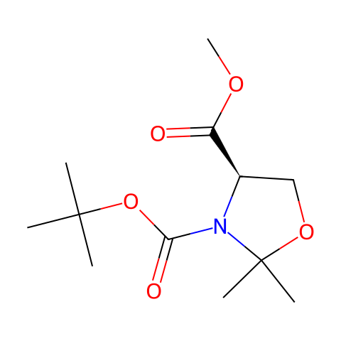 (R)-(+)-3-Boc-2,2-二甲基-4-恶唑烷羧酸甲酯结构图