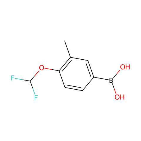 4-二氟甲氧基-3-甲基-苯硼酸（含数量不等的酸酐）结构图