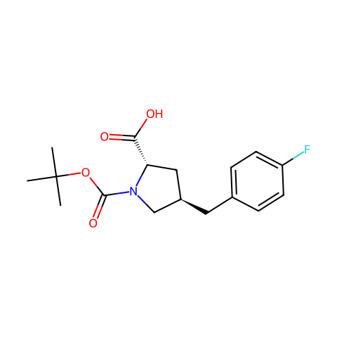 反式-N-Boc-4-(4-氟苄基)-L-脯氨酸结构图