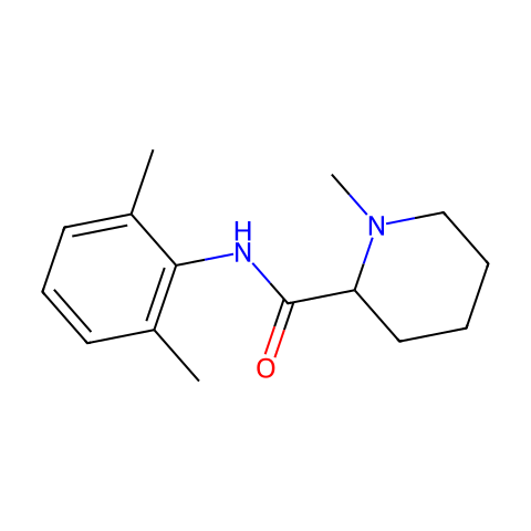 N-(2,6-二甲基苯基)-1-甲基哌啶-2-酰胺结构图